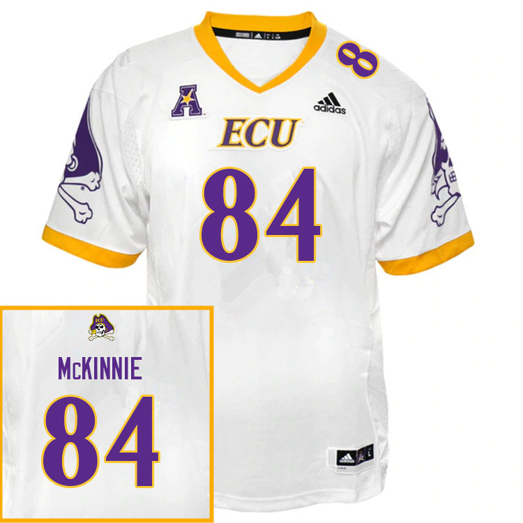 Men #84 D'Angelo McKinnie ECU Pirates College Football Jerseys Sale-White - Click Image to Close